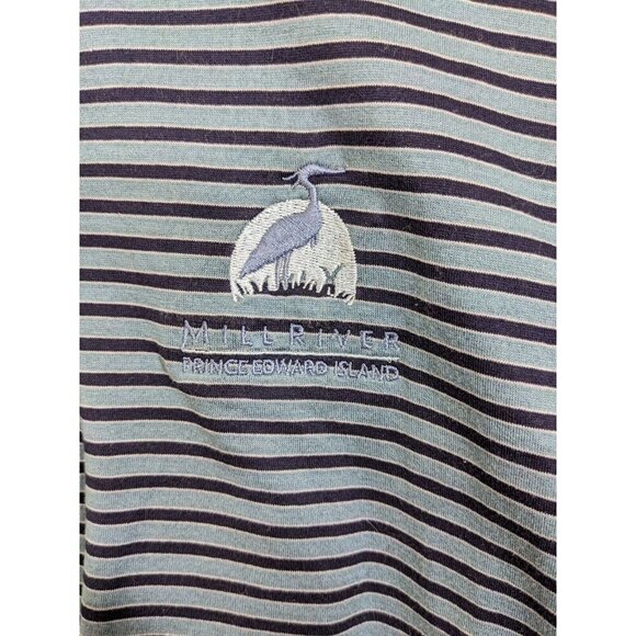 Mens Size XL Striped Golf Polo Blue Striped Mill River PEI Canada - Picture 4 of 5